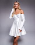 [Forever New Petite] Forever New Petite structured mini dress in ivory-White 8 Ivory