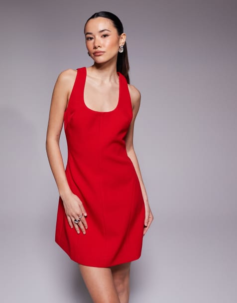 Forever New Petite tailored scoop mini dress in red - view 1