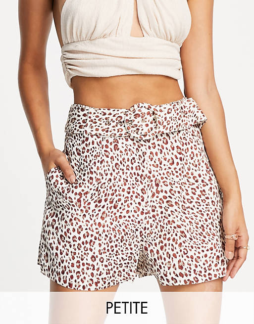 Forever New Petite tailored shorts in animal spot