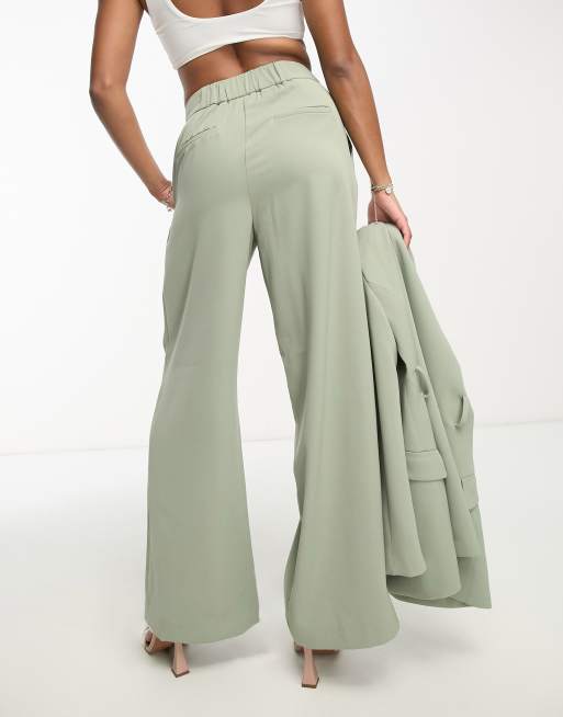 Forever New Petite tailored wide leg pants in olive