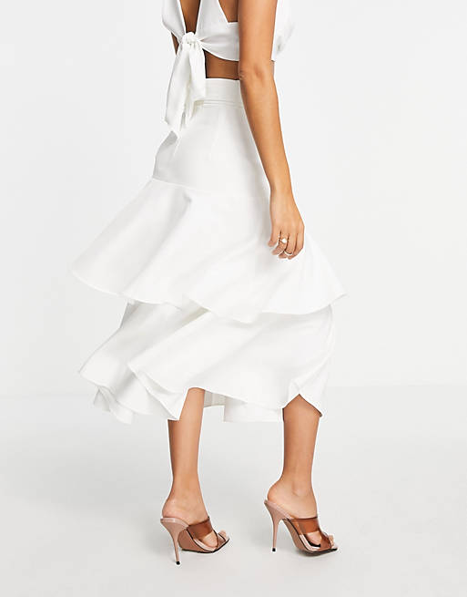 Skirts Forever New Petite tiered midaxi skirt co-ord in ivory 