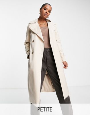 Forever New Petite trench coat with tie belt in stone - ASOS Price Checker