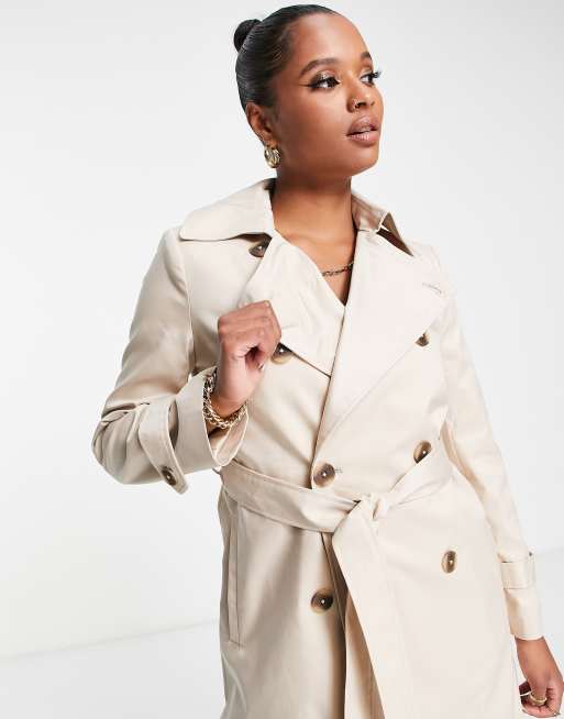 Trench coat without clearance belt