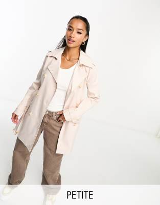 Forever New Petite - Trenchcoat in Stone mit Gürtel-Neutral