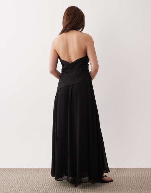 Forever New Petite - Vestito lungo godet nero, 4 di 4