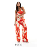 [Forever New Petite] Forever New Petite wide leg pants in red and white print (part of a set)-Multi 6 Red white print