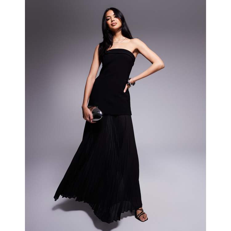 sheer panelled draped midaxi dress in black Sheer Panelled Draped Midaxi Dress in Black