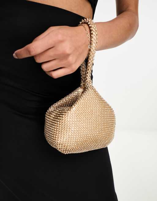 Forever New Pochette color oro tenue con strass ASOS
