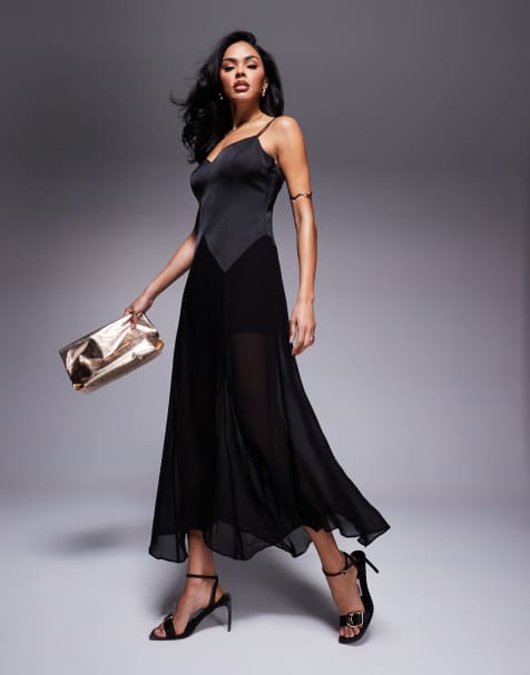 Forever New organza sheer maxi dress in black
