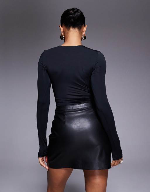 Forever New PU mini skirt in black, 3 of 5