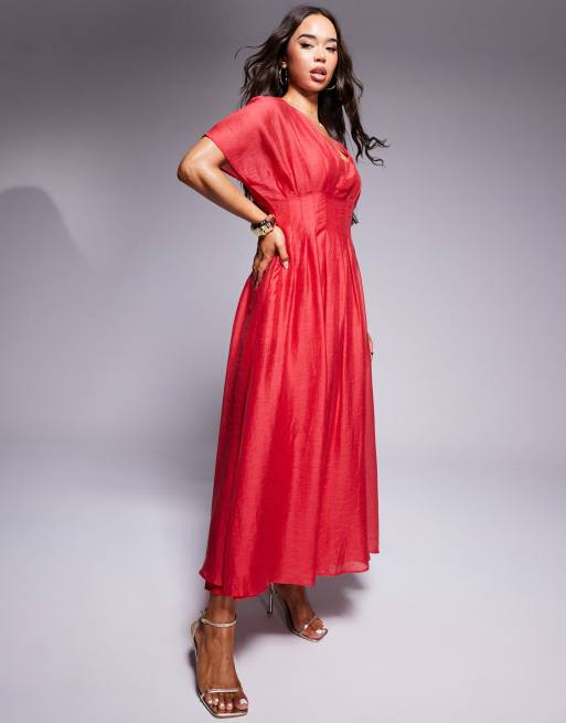 Forever New puff sleeve maxi dress in red, 2 of 4