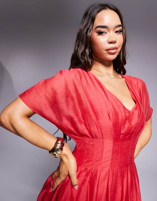 Forever New puff sleeve maxi dress in red, 3 of 4