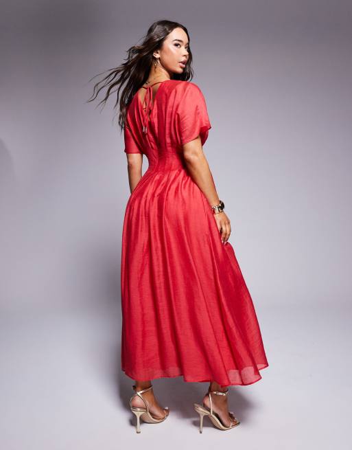 Forever New puff sleeve maxi dress in red, 4 of 4