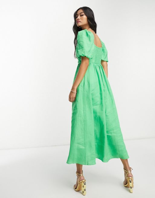 green and white cotton dress Vintage 1930s Green Floral Cotton Day Dress main image 0