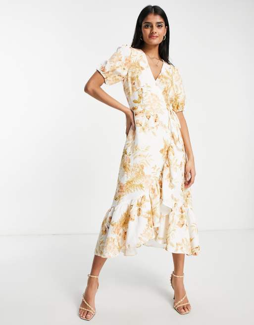 Forever new wrap cheap ruffle floral midi dress