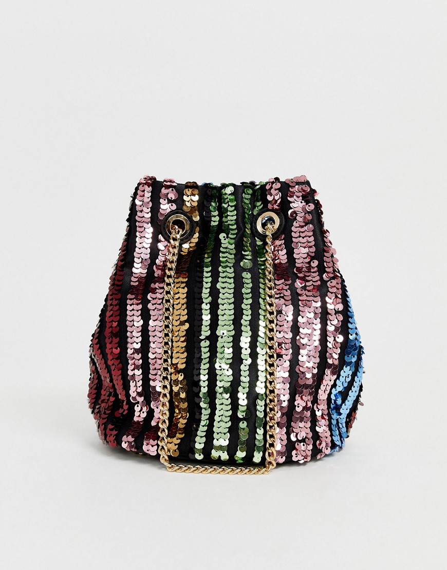 Forever New – Regnbågsfärgad, glittrig väska med dragsko-Flerfärgad