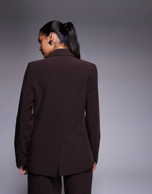 Forever New relaxed suit blazer in chocolate (Part of a set), 3 of 4