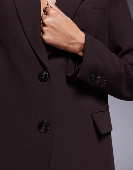 Forever New relaxed suit blazer in chocolate (Part of a set), 4 of 4