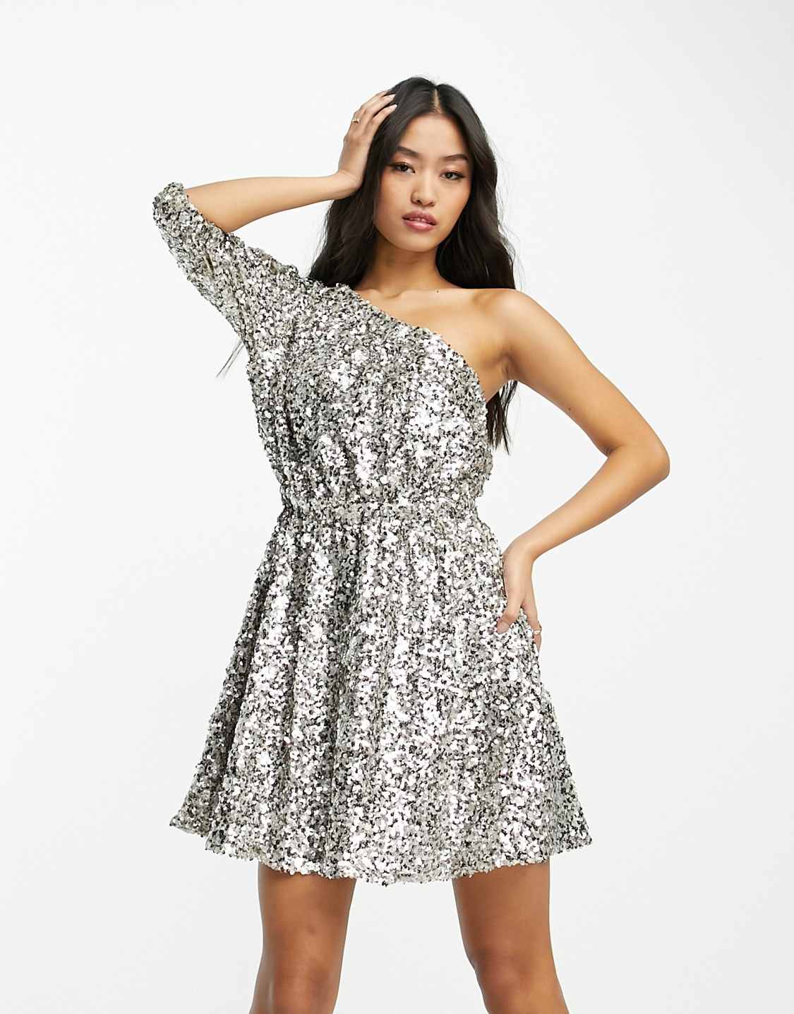 Forever New Robe courte asym trique sequins avec manche