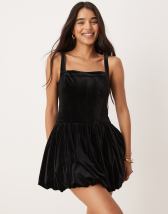 ASOS DESIGN Petite ruched bodice bubble hem mini dress in ballet pink