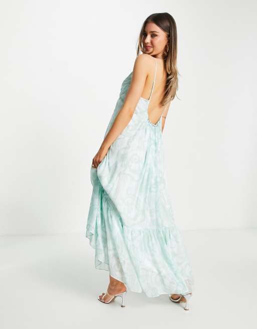Forever New - Robe d'été à bretelles à étages avec dos ouvert et motif cachemire - Vert