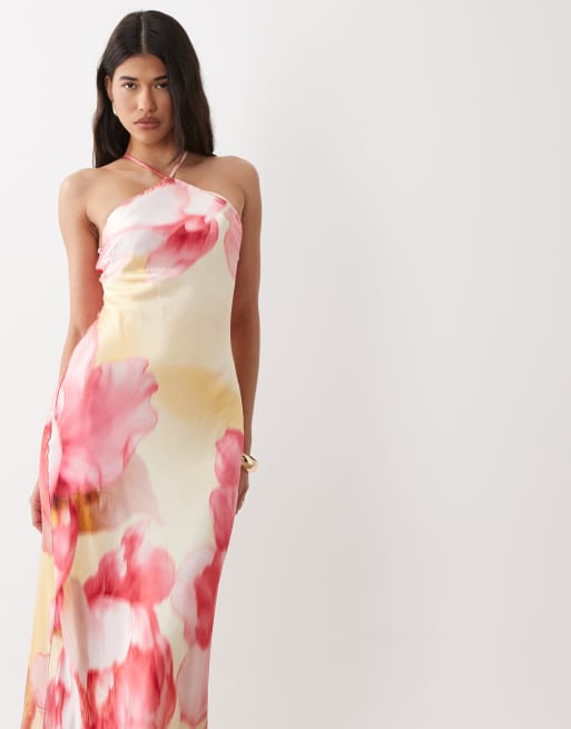 Forever New - Robe longue dos nu en satin coupé en biais - Rose fleuri, 2 de 4