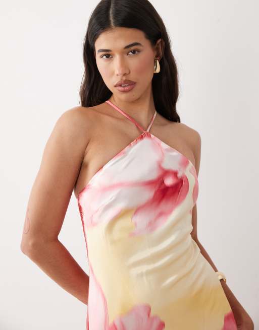 Forever New - Robe longue dos nu en satin coupé en biais - Rose fleuri, 3 de 4