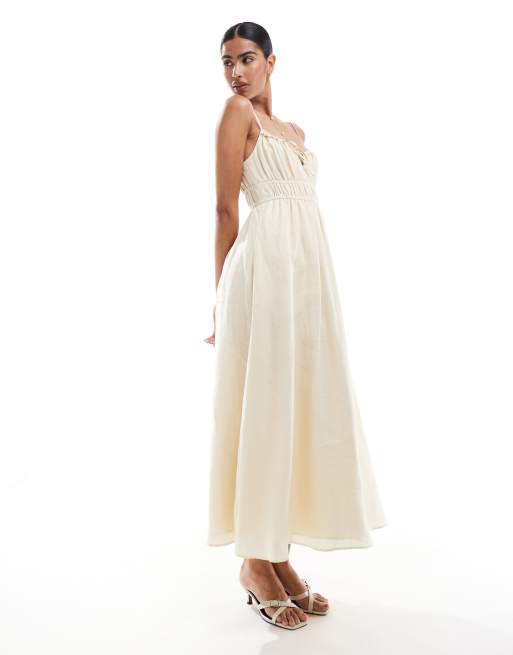 Forever New - Robe mi-longue à buste froncé - Beurre
