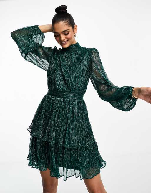 Robe plissee vert emeraude hotsell