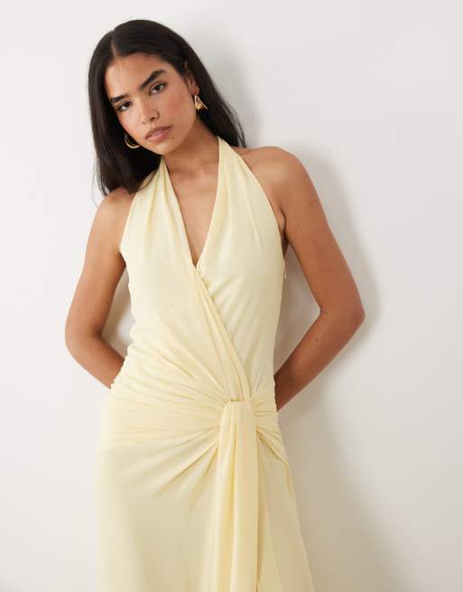 Forever New - Robe portefeuille longue à dos nu - Jaune, 2 de 4