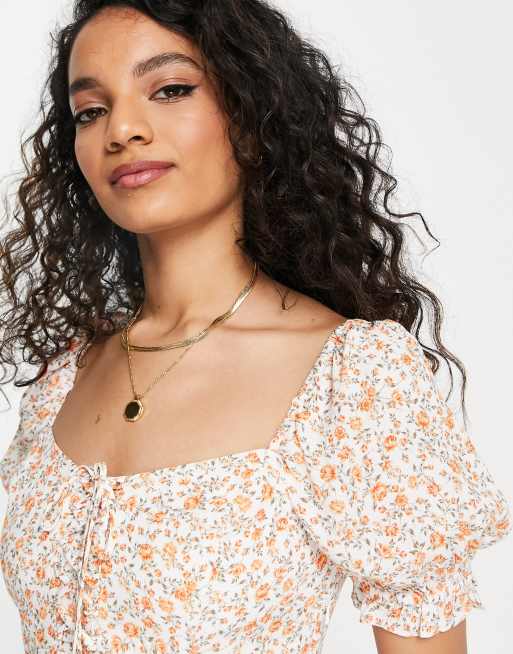 Forever New - Robe rétro mi-longue fendue avec lien sur le corsage - Ivoire fleuri, 3 de 4