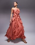 [Forever New] Forever New rosette maxi dress in burnt red 12 Burnt Sienna Red