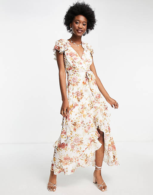 Forever New ruffle maxi dress in antique floral print