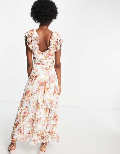 Forever New ruffle maxi dress in antique floral print, 4 of 4