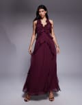 [Forever New] Forever New ruffle midaxi dress in port-Red 10 Port