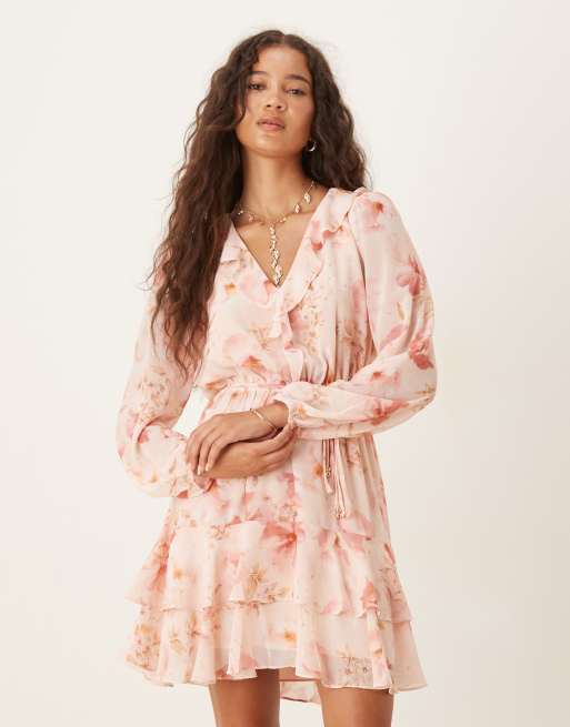 forever new floral mini dress Forever New belted broderie mini dress in lilac and pink floral
