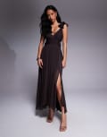 [Forever New] Forever New ruffle shoulder midaxi dress in chocolate-Brown 8 Chocolate