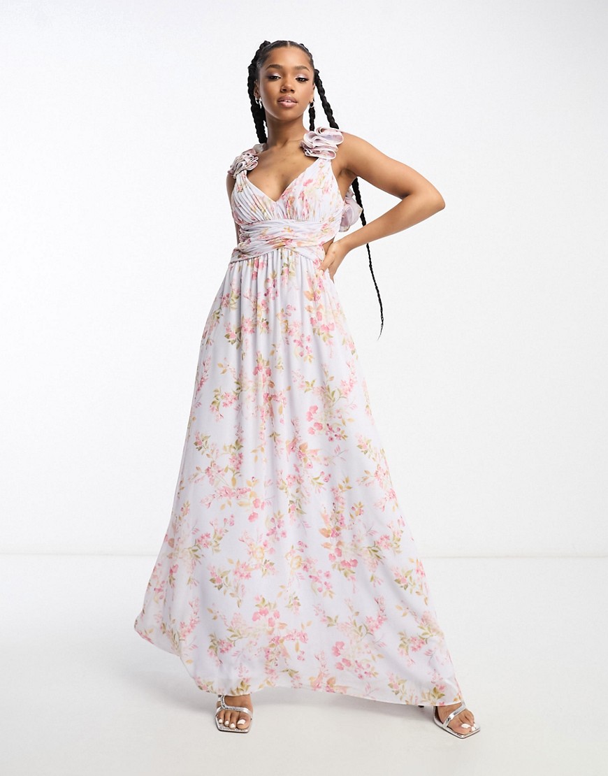 Forever New ruffle strap maxi dress in floral-Multi