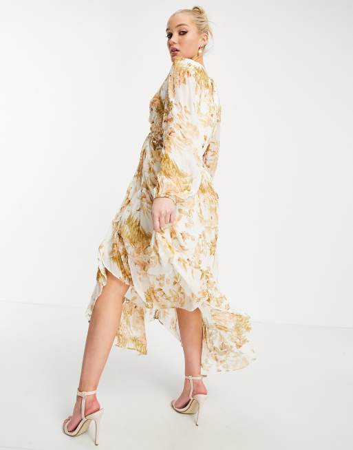 Forever new wrap ruffle floral cheap midi dress