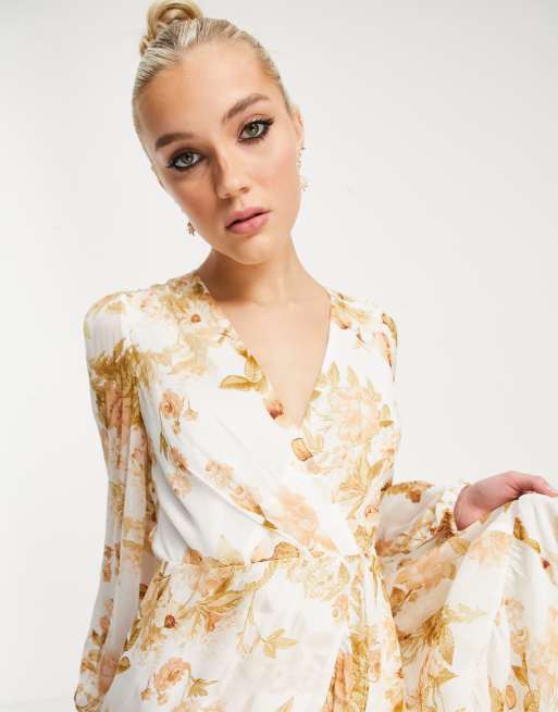 Forever new wrap 2025 ruffle floral midi dress