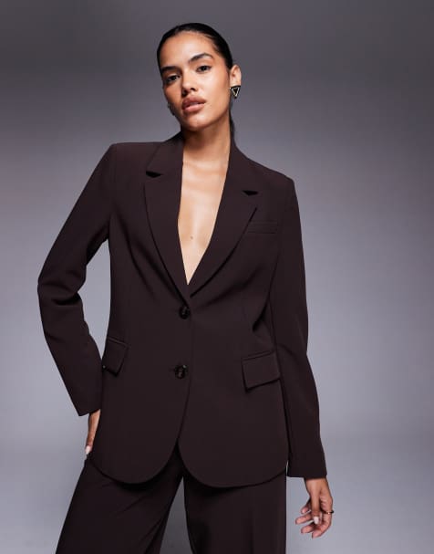 Forever New - Ruimvallende blazer in chocoladebruin, deel van co-ord set - view 1