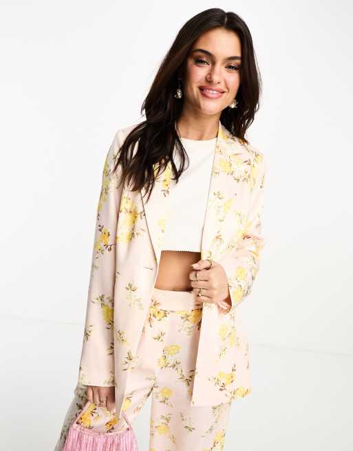 Forever New satin blazer co-ord in floral print