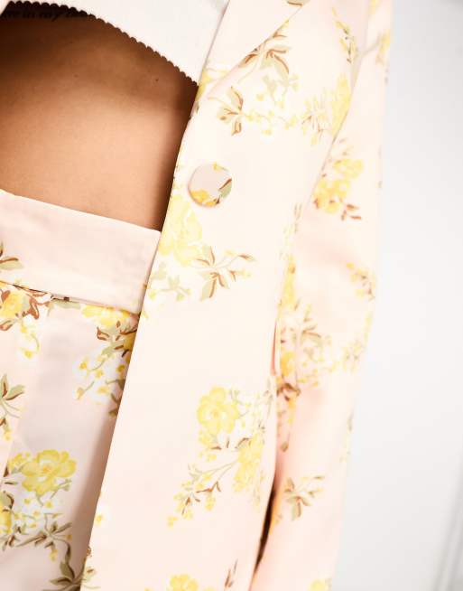 Forever New satin blazer in floral print (part of a set), 3 of 4