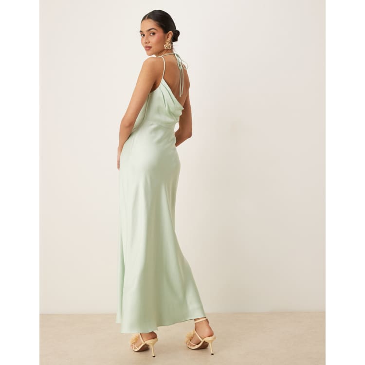 green emerald velvet dress Sage Green Long Glitter Prom Dress with Ruffles Sage / 2