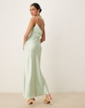 [Forever New] Forever New satin halter neck maxi dress in dusty sage-Green 8 Dusty sage