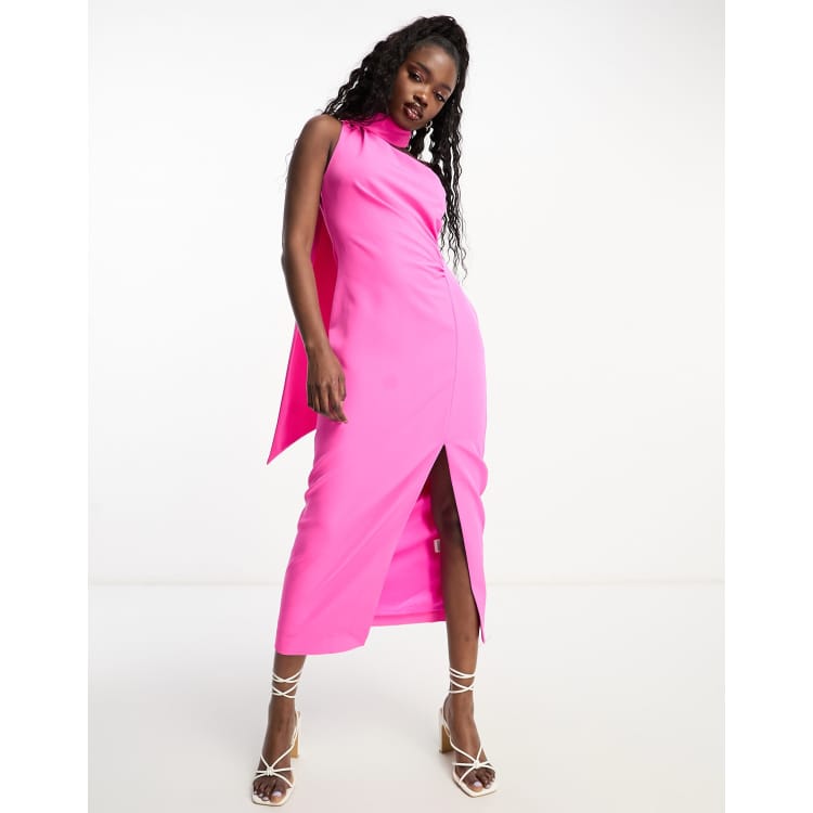 Vivid Bright Pink Asymmetrical Dress