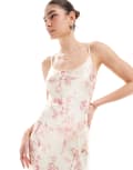 [Forever New] Forever New satin slip maxi dress in ivory floral-White 12 Ivory floral