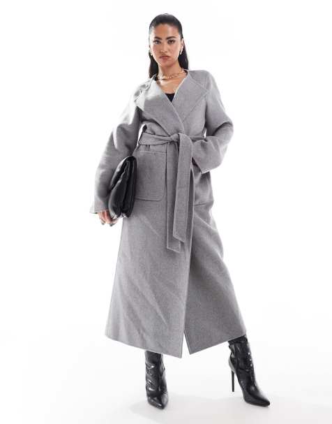 Forever New scarf coat in charcoal - view 1