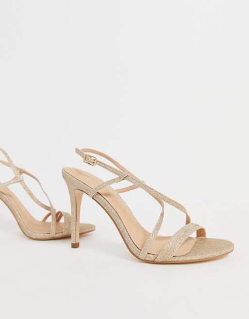 Forever New Scarpe spuntate con tacco e listini color cipria glitterate