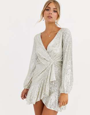 wrap dress silver